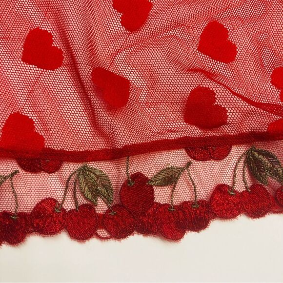 Cacique Heart Lace Cherry Romper Crossover Neck Plus Size 22/24 Haute‎ Red NEW - Picture 8 of 12